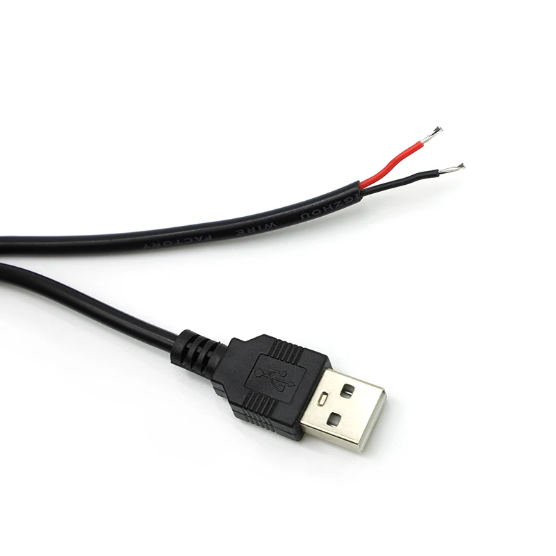 USB 2.0 수 잭 커넥터 케이블, 전원 충전 익스텐션 케이블 코드, 0.3m, 1m, 2m, 5V, 2 핀, 2 와이어 DIY