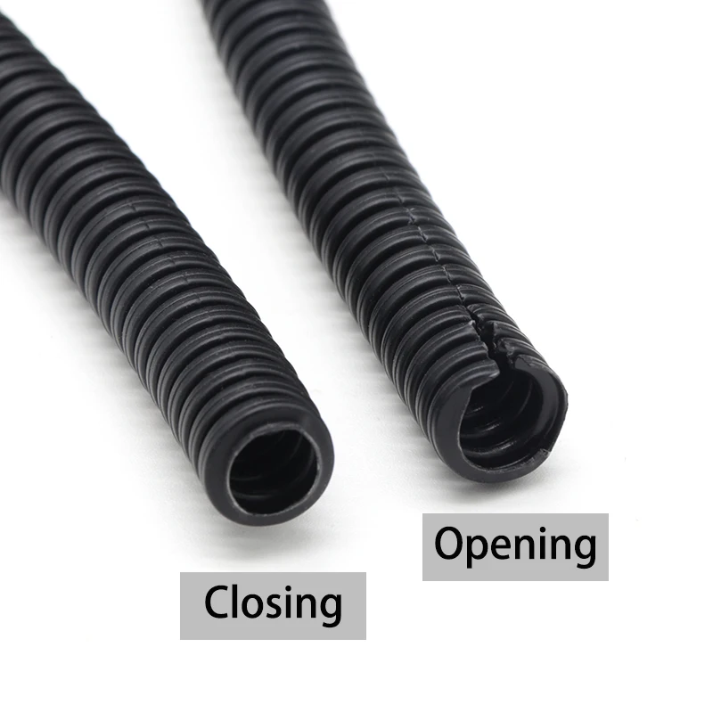 케이블 랩 보호대 플라스틱 슬리브, 유연한 분할 직조 와이어 커버, 블랙 와이어 도관, 나선형 튜브, 1 m, 5 m, 10m