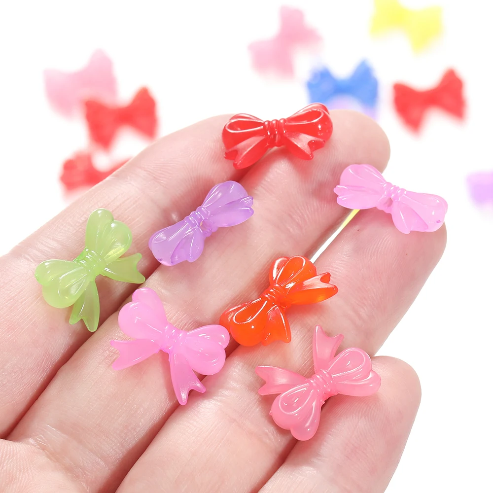 30 개/몫 14x18mm Bowknot 투명 활 스페이서 비즈 귀걸이 목걸이에 대한 매력 펜던트 만들기 보석 액세서리 만들기