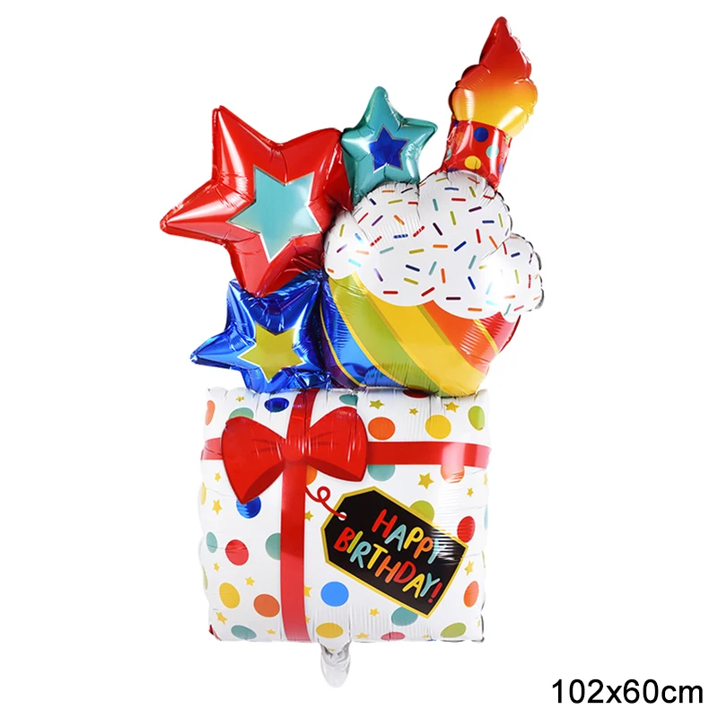 대형 생일 케이크 호일 풍선, 만화 곰 케이크 풍선, 어린이 장난감, 생일 파티 장식 용품, 사진 소품, INS