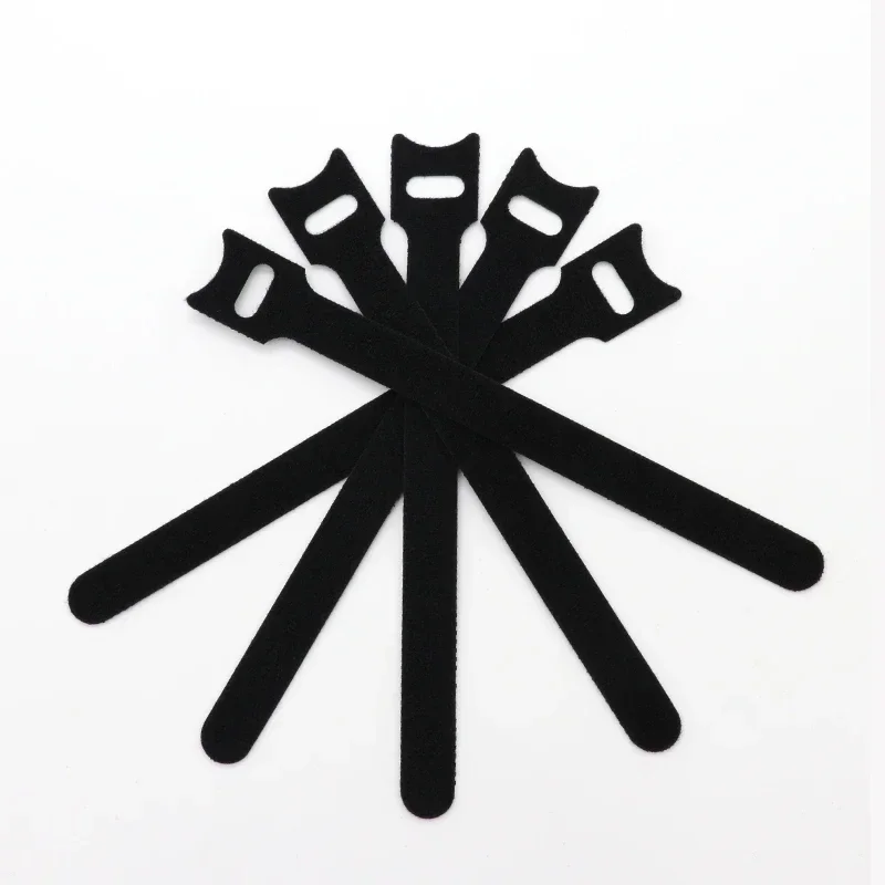 T형 케이블 타이 플라스틱 분리형 나일론 후크 루프 랩 지퍼 번들 패스너 스트랩, 분리형 와이어 정리함, 블랙, 10 ~ 1000 개