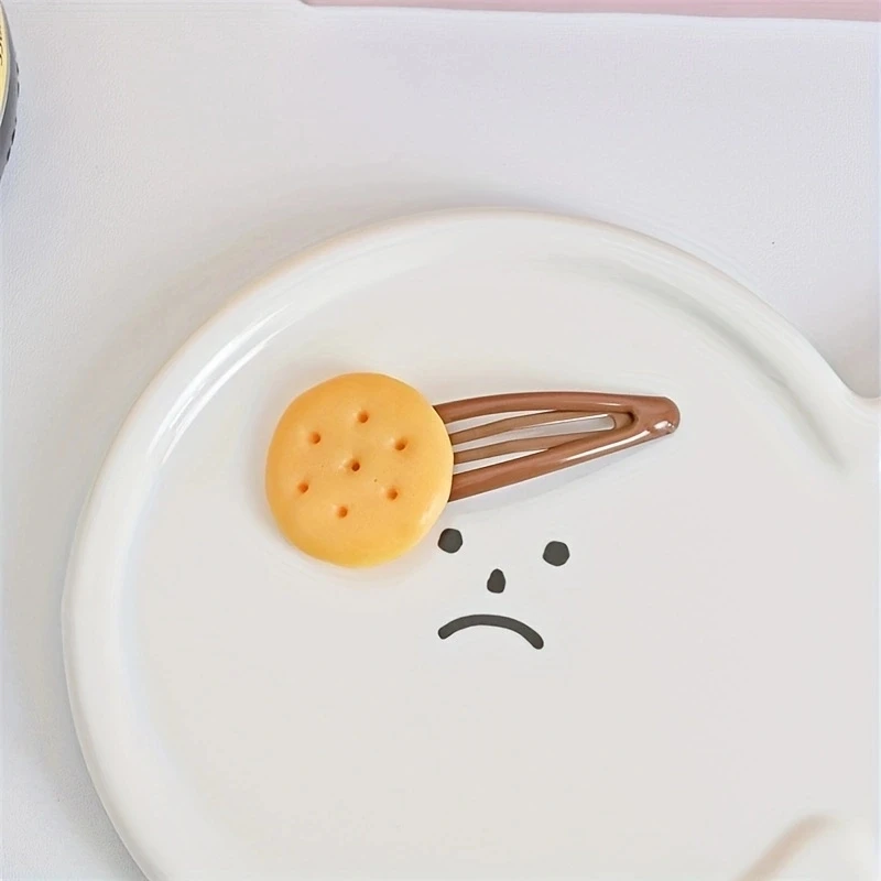 4개/대 귀여운 시뮬레이션 비스킷 여성 머리핀 브라운 BB 헤어 액세서리