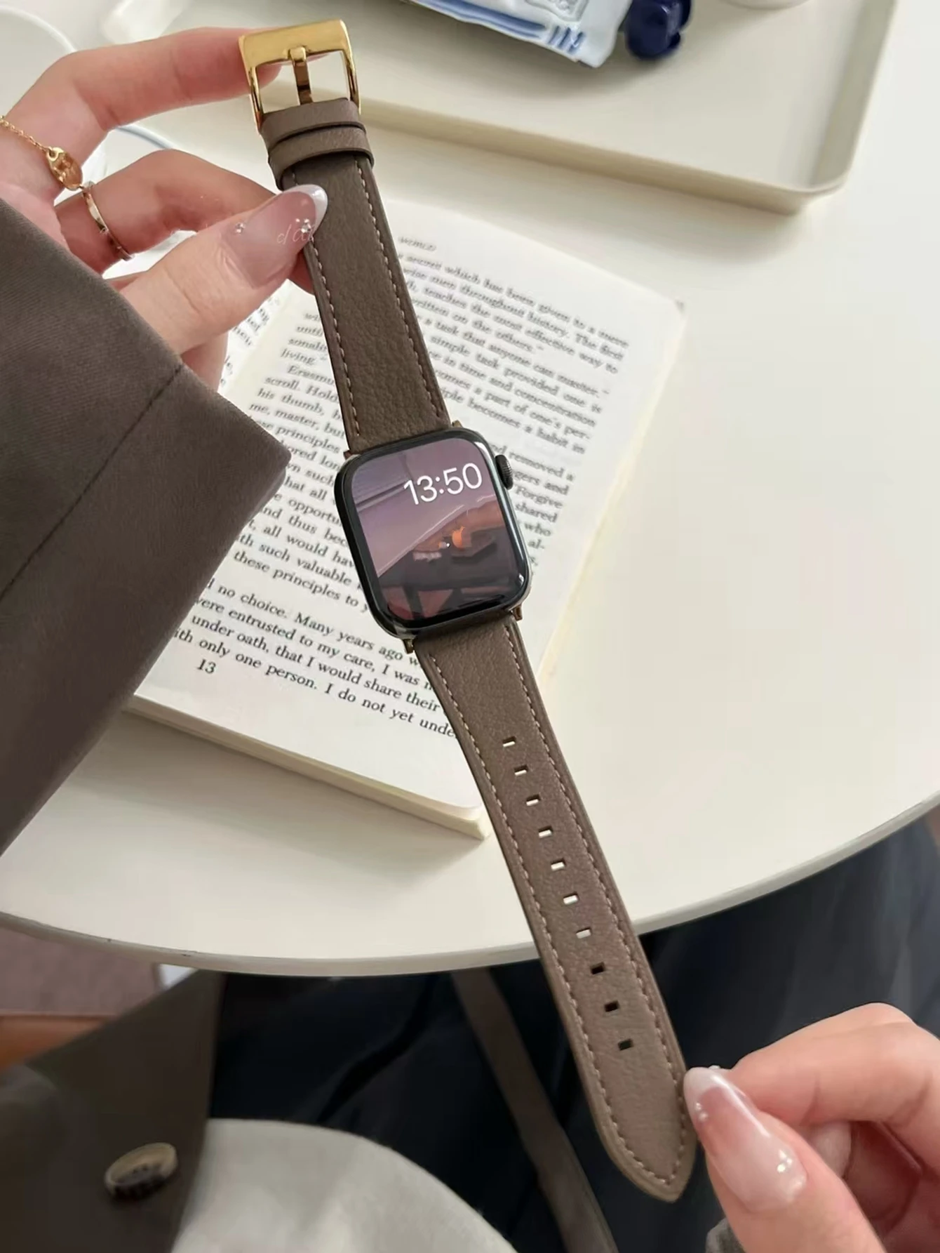 애플 워치 밴드 시리즈용 가죽 루프, 울트라 10, 9, 8, 7, 6, 5, 4, 3, 2/1 SE, 38mm, 40mm, 41mm, 42mm, 44mm, 45mm, 46 스트랩, 49mm