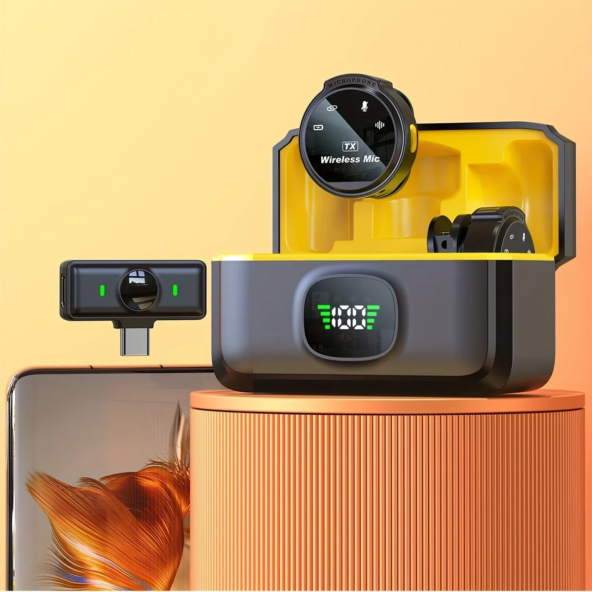 J6 무선 라발리에 마이크 플러그 앤 플레이 핀 마이크, 원활한 비디오 녹화, 블로깅, 라이브 스트리밍 및 인터뷰용