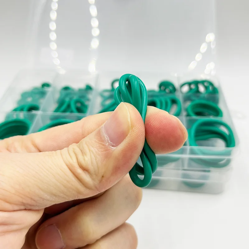 FKM O-링 녹색 불소 고무 고무 씰링 가스켓 O 링 CS1.5/2.0/2.4/3.1mm 내유성 산성 알칼리 방지 O-링 키트