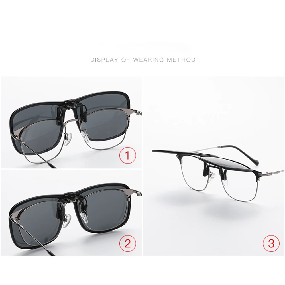 VIVIBEE Polarized Flip Up Clip On 선글라스 운전용 Dark UV400 Photochromic Anti Glare Lens Sun Glasses Car Driver