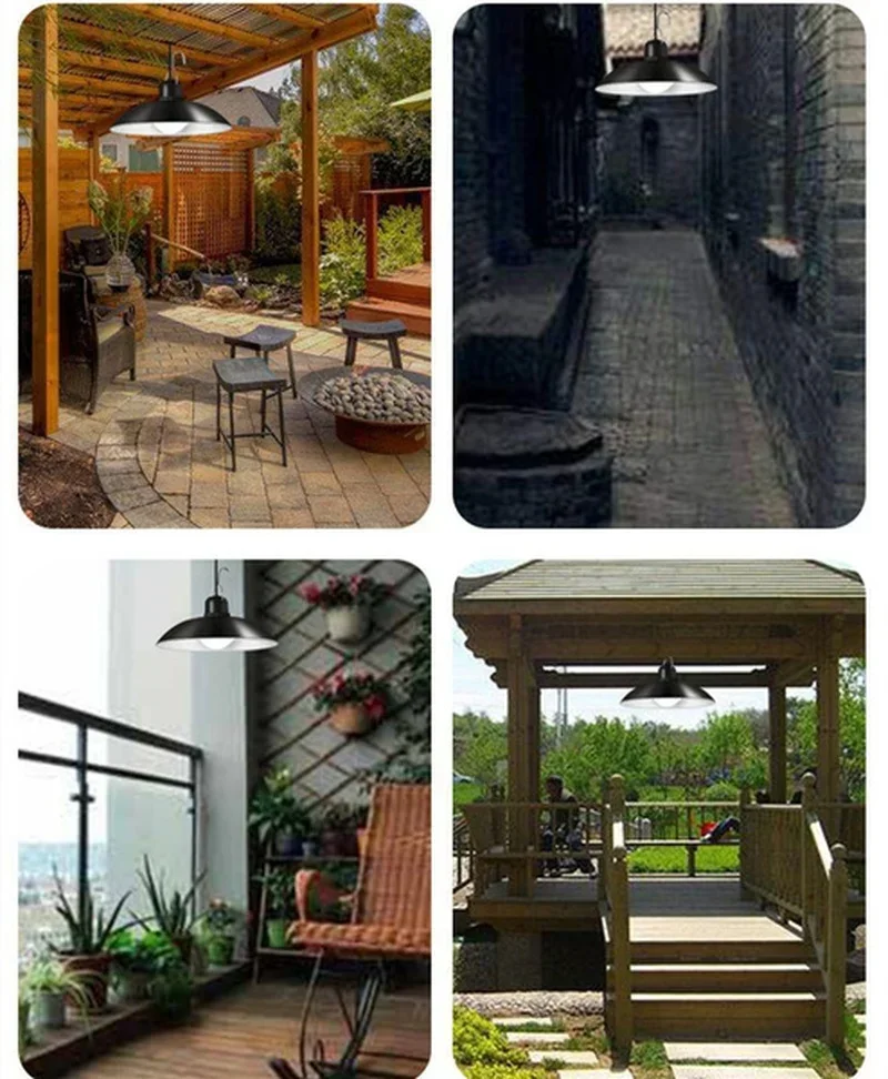 태양 펜 던 트 조명 야외 방수 LED 램프 실내 창고 헛간 룸에 대 한 원격 제어와 더블 헤드 샹들리에 장식