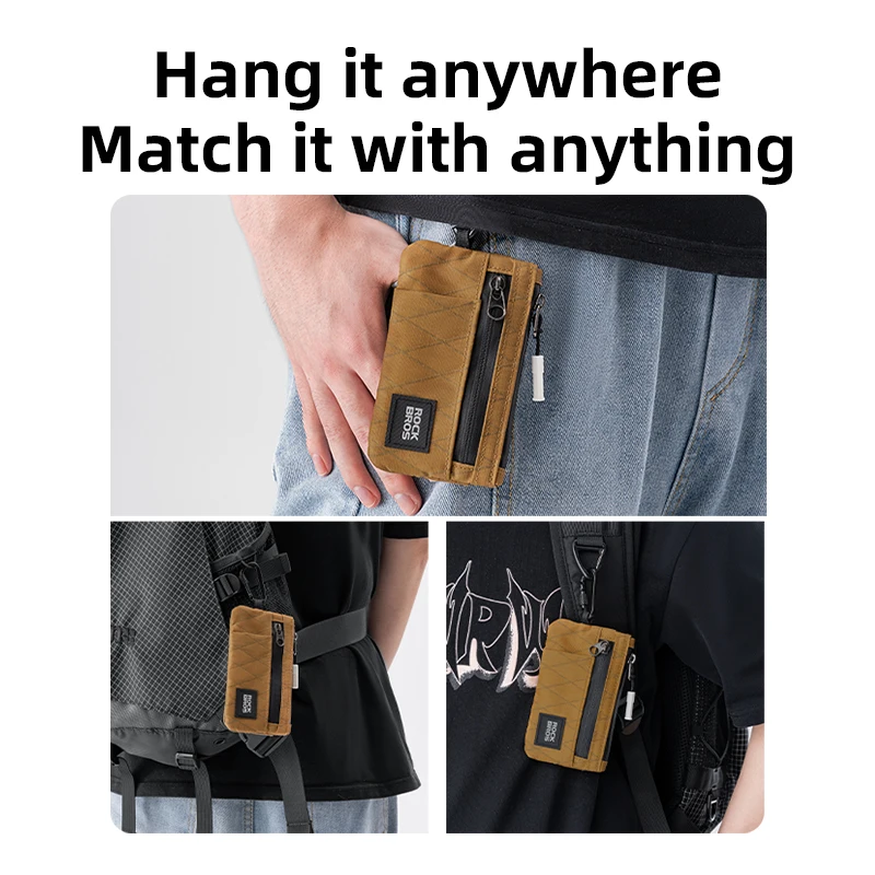 ROCKBROS 휴대용 지갑 카드 가방 초경량 세련된 스포츠 미니 신용 카드 지갑 (걸이 잠금 장치 포함) 컴팩트 보관 가방