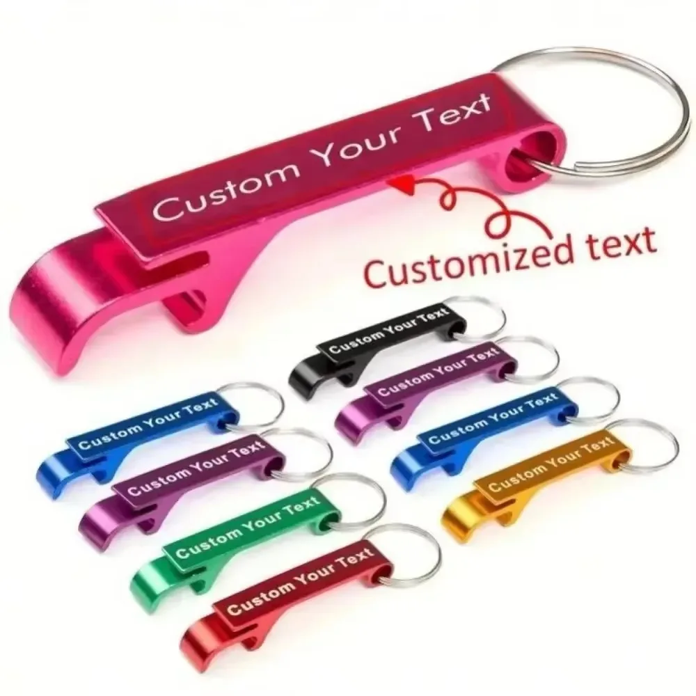 5PCSCustom 로고 이름 병따개 맥주 키 체인 열쇠 고리 다기능 레이저 조각 열쇠 고리 체인 바 광고 멀티 컬러 선물