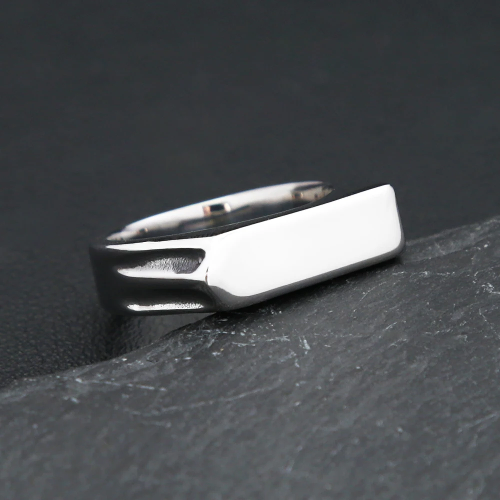 펑크 힙합 스퀘어 밴드 플랫 탑 시그넷 반지, 매력적인 파티 쥬얼리 선물, 316L 스테인레스 스틸, 심플한 패션