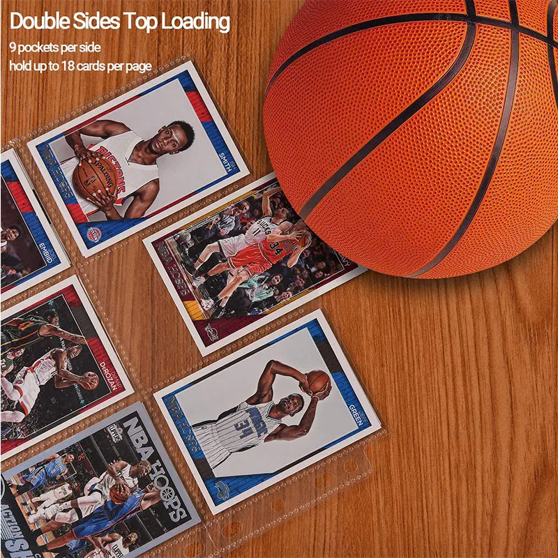 540 포켓 야구 카드 슬리브, 양면 9 포켓 트레이딩 카드 바인더 슬리브 포켓몬 용 페이지 보호기 시트
