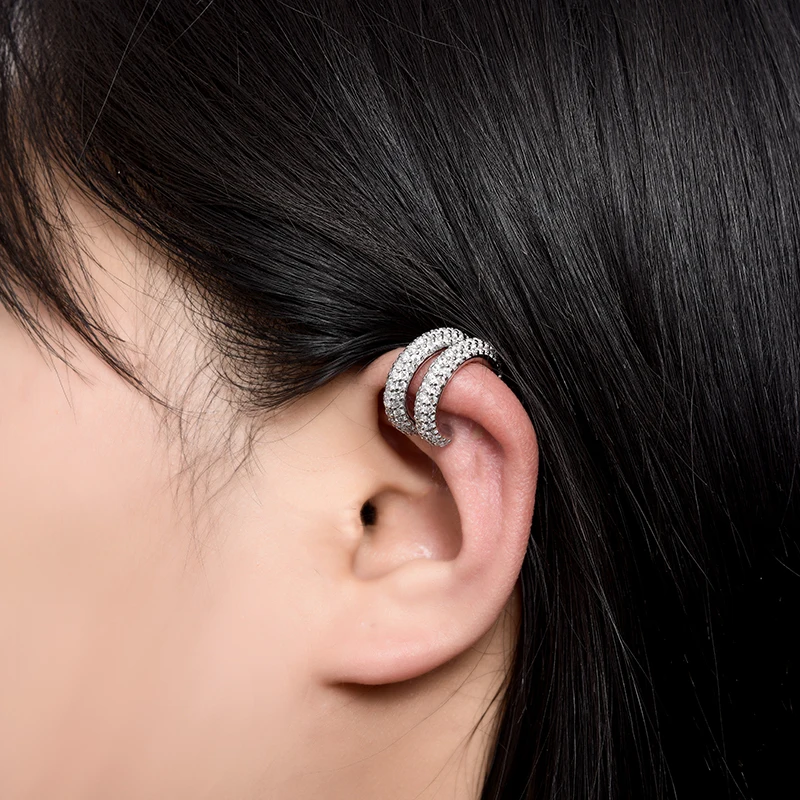 IPC 라운드 C 모양 연골 클립 귀걸이 여성을위한 가짜 피어싱 귀걸이 AAAA 지르코니아 기하학 보석 골드 실버 색상