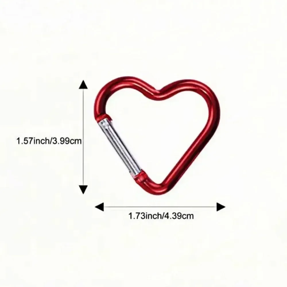 5PCS 하트 모양의 금속 Carabiner 키 체인 Carabiner 야외 등산 캠핑 키 링 멀티 여행 키트 후크 교수형 열쇠 고리