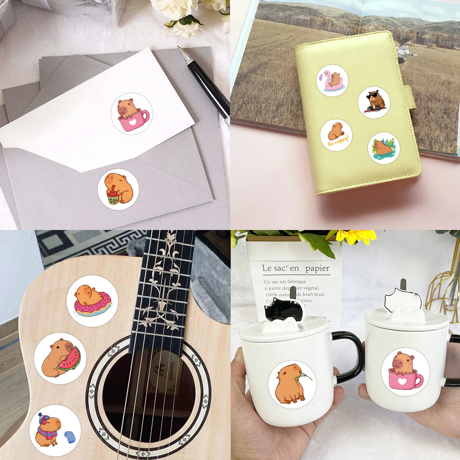 100-500pcs 귀여운 통통한 Capybara 만화 갈색 동물 스티커 DIY 스크랩북 전화 보상 인감 라벨 벽 스티커 아이 장난감