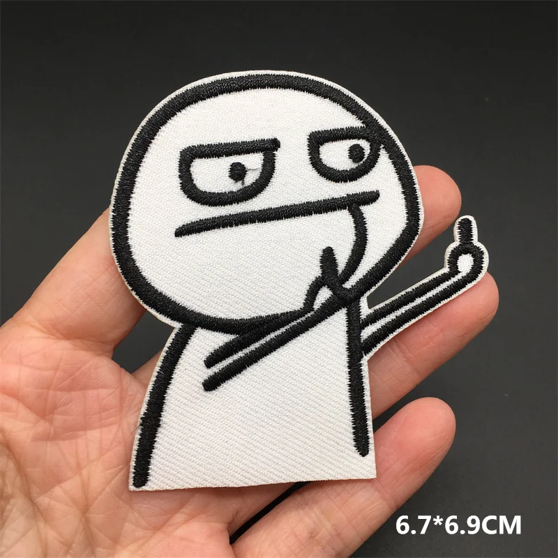 흑백 펑크 스티커 자켓 의류 용 수 놓은 패치 펑크 패치 의류 열 접착 패치