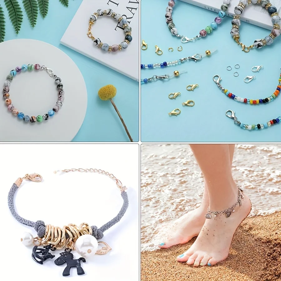 1 세트 상자 골드 실버 랍스터 걸쇠 쥬얼리에 대한 오픈 점프 링 팔찌 목걸이 후크 체인 클로저 DIY 액세서리 만들기