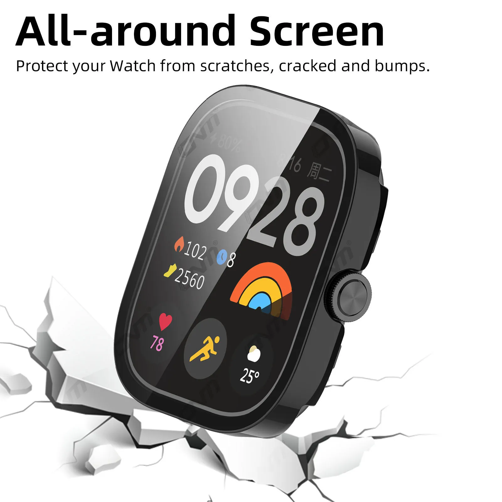 Xiaomi Redmi Watch 5 용 유리 + 케이스 Redmi Watch5 액세서리 용 강화 유리 화면 보호기 및 하드 PC 보호 범퍼