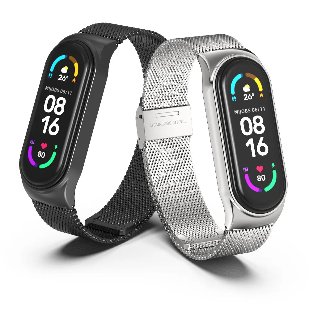 Mi Band 9 10 8 7 6 5 4 용 금속 스트랩 Xiao mi Mi Band 9 용 스테인레스 팔찌 Mi Band 8 Mi Band 7 손목 밴드 액세서리