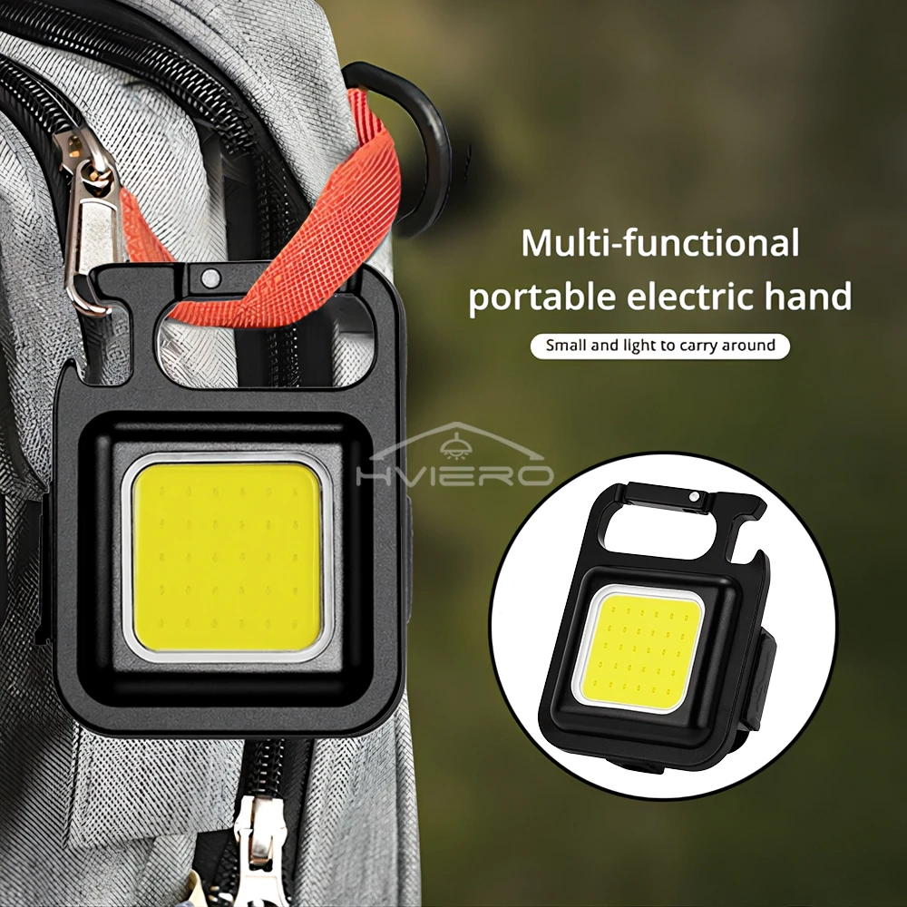 COB 작업 조명 손전등 미니 손전등 키체인 휴대 LED 방수 USB 충전, 편리한 비상 야외 조명 캠핑