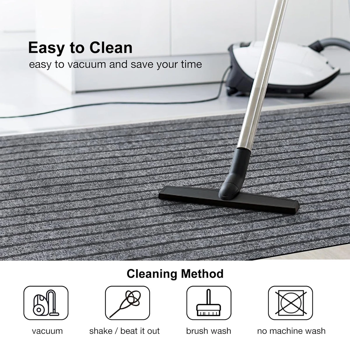 세탁 가능한 미끄럼 방지 카펫, 단색 줄무늬 주방 도어 매트 바닥 매트, 욕실, 복도, 입구에 적합,