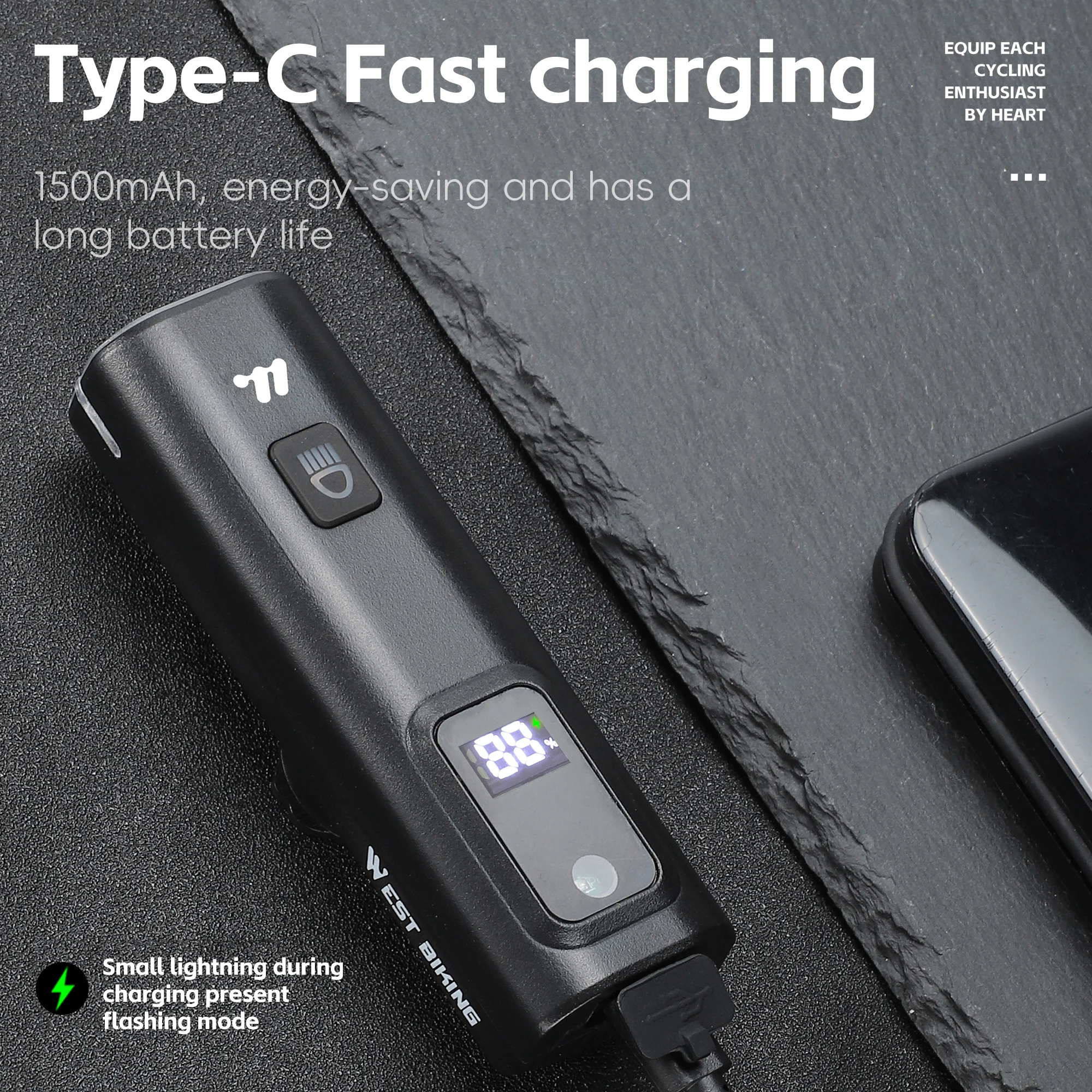 서쪽 자전거 지능형 빛 감지 자전거 전면 조명 400 루멘 휴대용 사이클링 손전등 퀵 릴리스 자전거 헤드 라이트