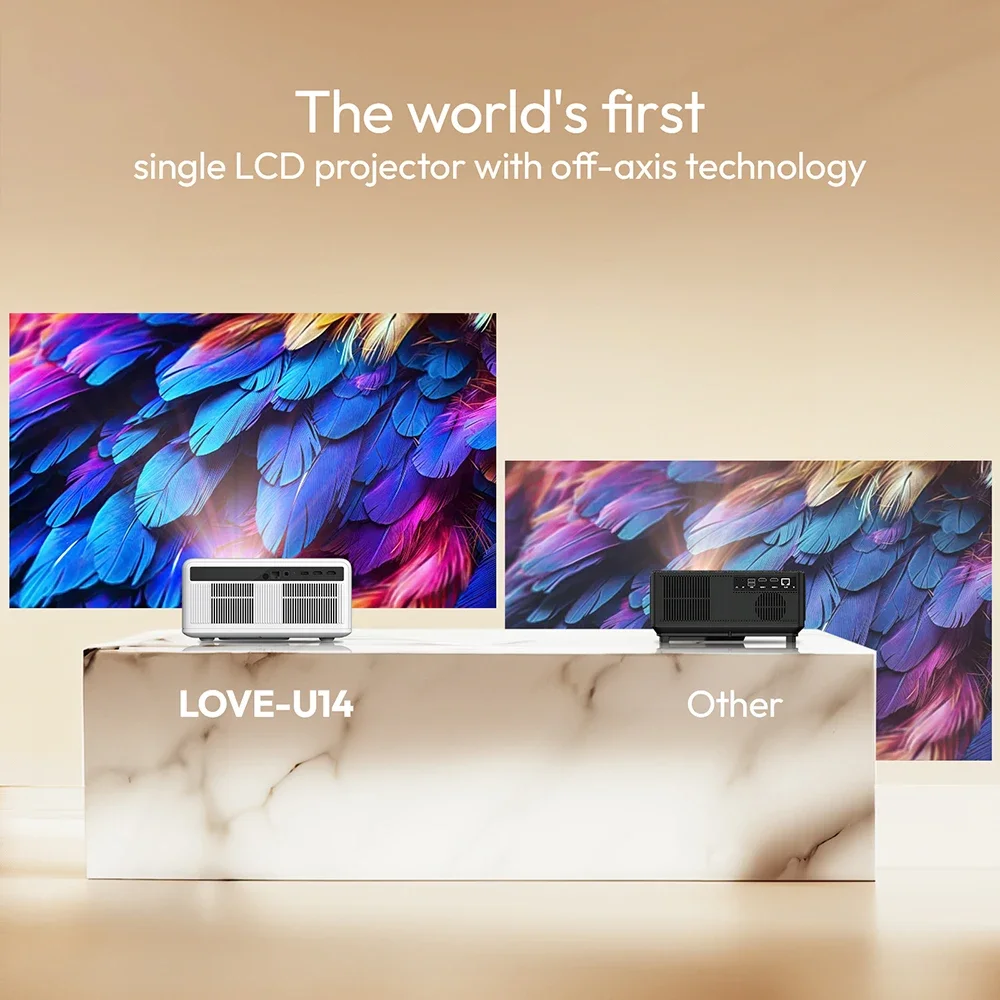 BYINTEK LOVE U14 풀 HD 1080P 프로젝터, 1250ANSI 자동 초점 홈 시어터 시네마 프로젝터, 4K 스마트 블루투스 와이파이 6 지원