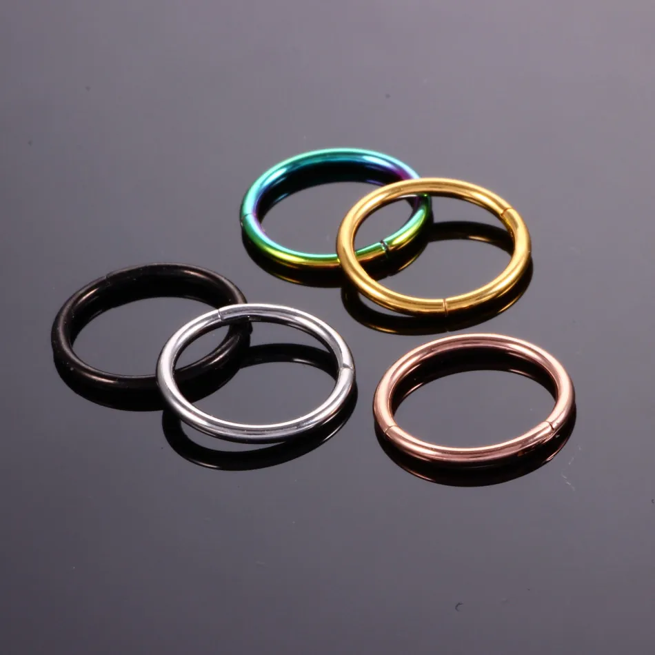 1PC 힌지 세그먼트 코 후프 링 여성 외과 강철 코 링 Septum Clicker 링 귀 Daith 후프 귀걸이 피어싱 쥬얼리
