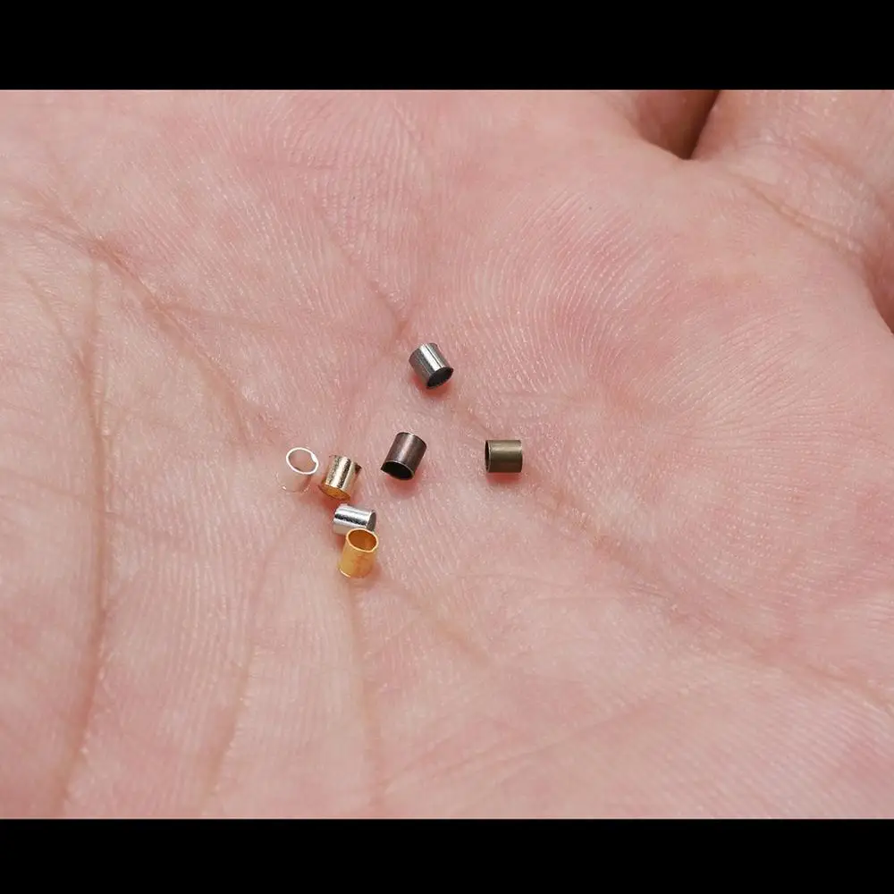 150-500pcs 1.5 2.0 2.5mm 골드 구리 튜브 크림프 엔드 비즈 스토퍼 스페이서 비즈 쥬얼리 만들기 결과 용품 목걸이