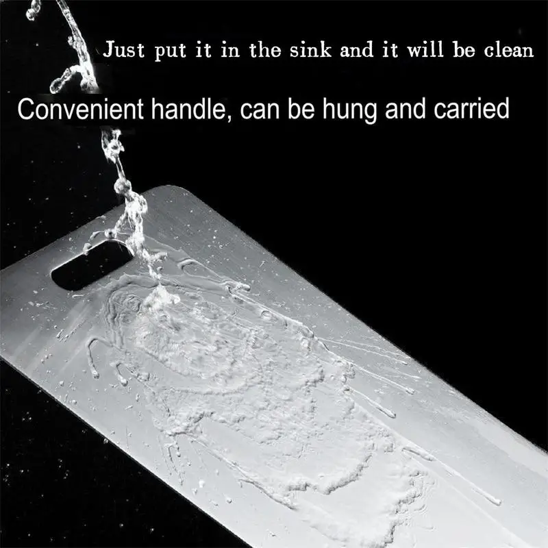 주방용 티타늄 도마 304 스테인리스 두꺼운 양면 식품 등급 휴대용 과일 고기용 도마 내열성 항균 미끄럼 방지 쉬운 청소 내구성 이동식 도마  냄새 흡수 방지 다용도 사용 이중 보호 고품질 보관 용이 고기 및 과일에 적합 긁힘 방지 위생적이고 안전함 식품 등급 재료 환경 친화적 재질 v 가벼운 무게  방수 기능 칼자국 없음 디자인 심플 식품 위생 표준 준수 과일, 채소에 적합 양면 논슬립