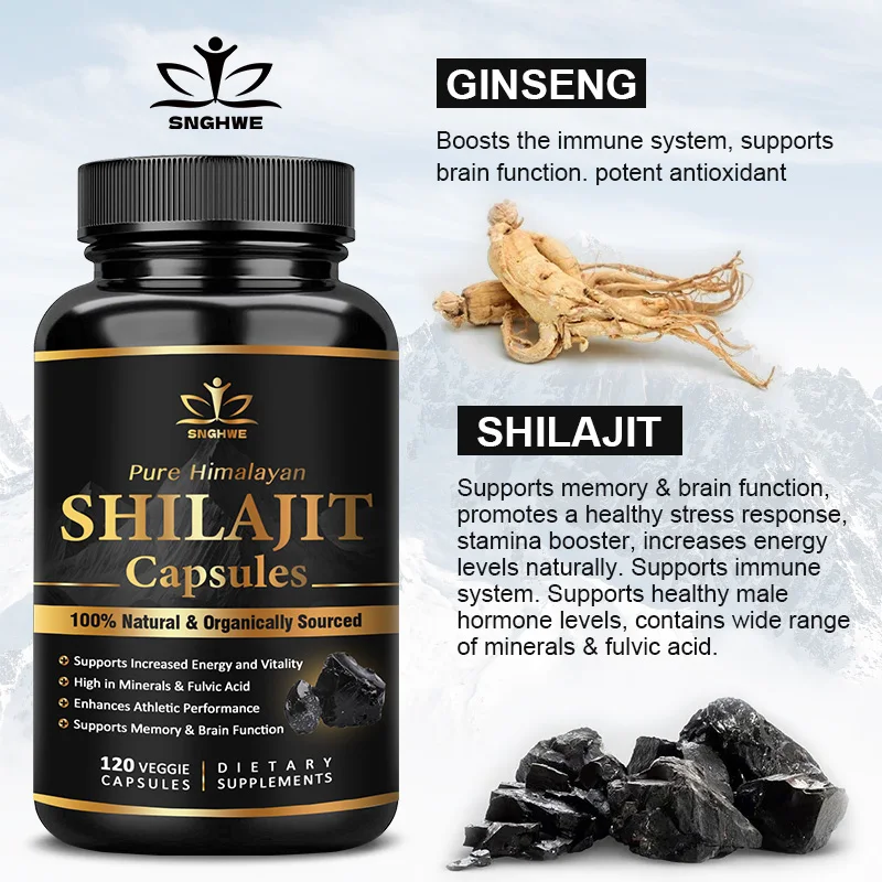 Shilajit 순수 히말라야 유기농-Shilajit 보충제, 순도, 높은 용량, 에너지, 힘, 면역력, 남성 및 여성