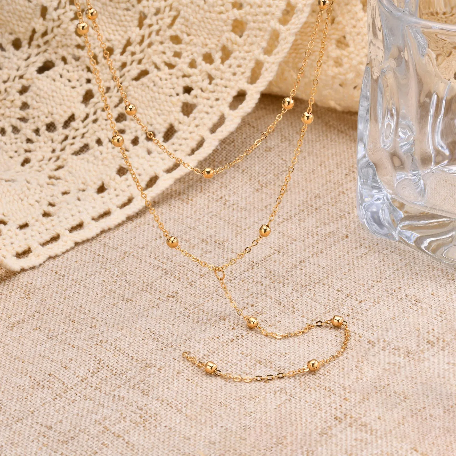 여성용 스테인리스 스틸 라리아트 목걸이, 금 도금, 우아한 긴 목걸이, Y 모양 드롭 펜던트