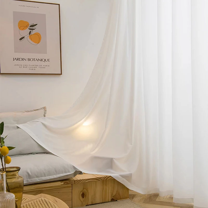 Asazal 화이트 튤 고급 쉬폰 창문 커튼, 두꺼운 실, 침실 빌라, 불투명 커튼, 거실 장식, 고품질