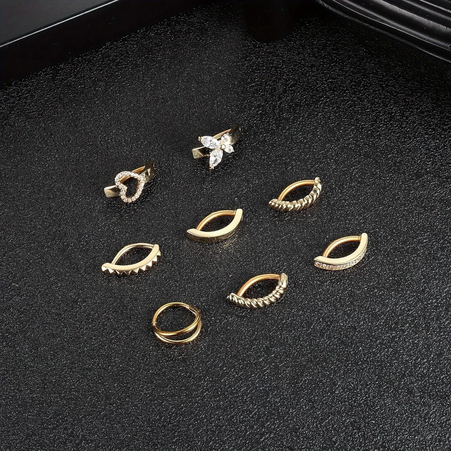 Bobisty 1PC 외과 강철 배꼽 반지 여성을위한 CZ 하트 나비 간단한 역방향 배꼽 반지 바디 피어 싱 쥬얼리