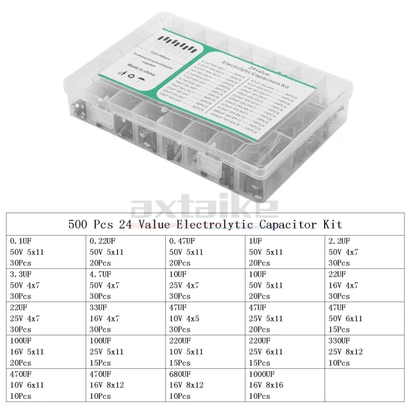 120/200/500Pcs 16V 25V 50V 0.1 미크로포맷 - 1000 미크로포맷 알루미늄 전해 커패시터 모듬 키트 상자 1 미크로포맷 4.7 미크로포맷 10 미크로포맷 47 미크로포맷 220 미크로포맷 330 미크로포맷 470 미크로포맷