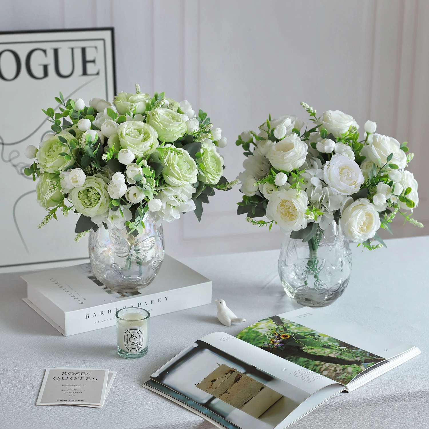 1PC 인공 꽃 웨딩 홈 침실 장식 신부 꽃다발 정원 가짜 실크 모란 수국 꽃병 보드 야외