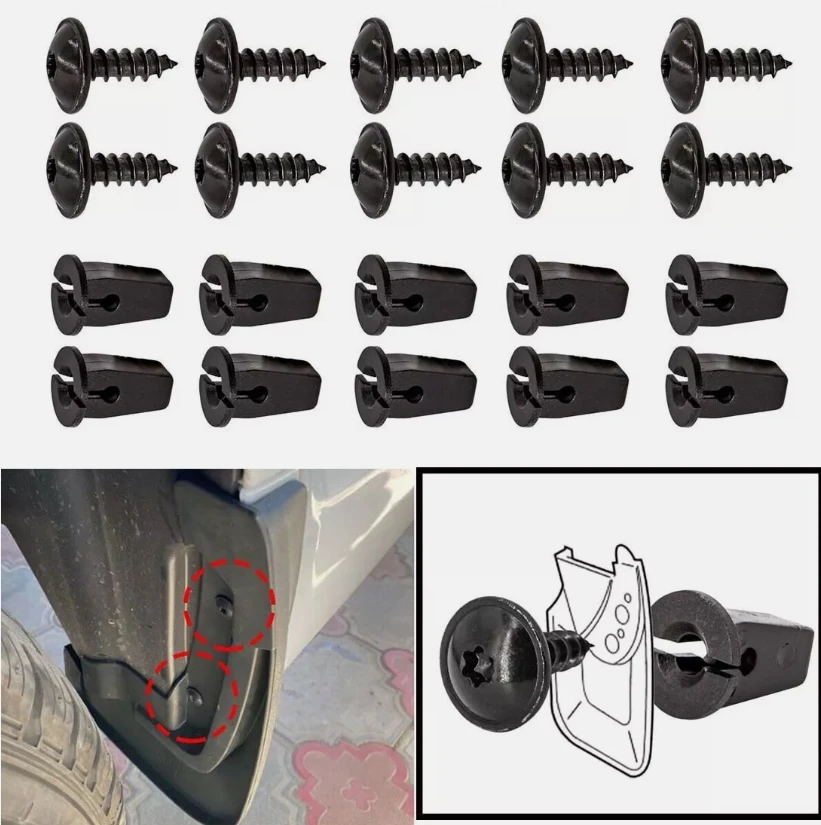 10 쌍 펜더 섀시 트림 장착 볼트 Vw Torx 나사 볼트 범퍼 아치 머드 플랩 스플래시 가드 언더 트레이 트림 고정