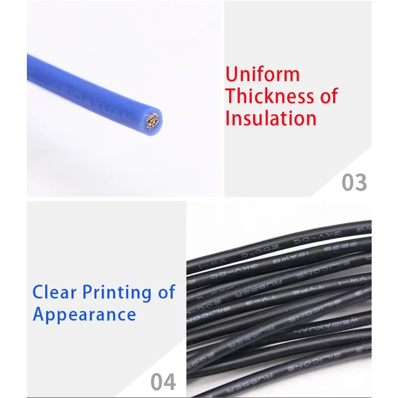 1/10M 14/16/18/20/22/24/26/28/30AWG UL3239 3KV 실리콘 와이어 절연 주석 도금 구리 전기 케이블 3000V