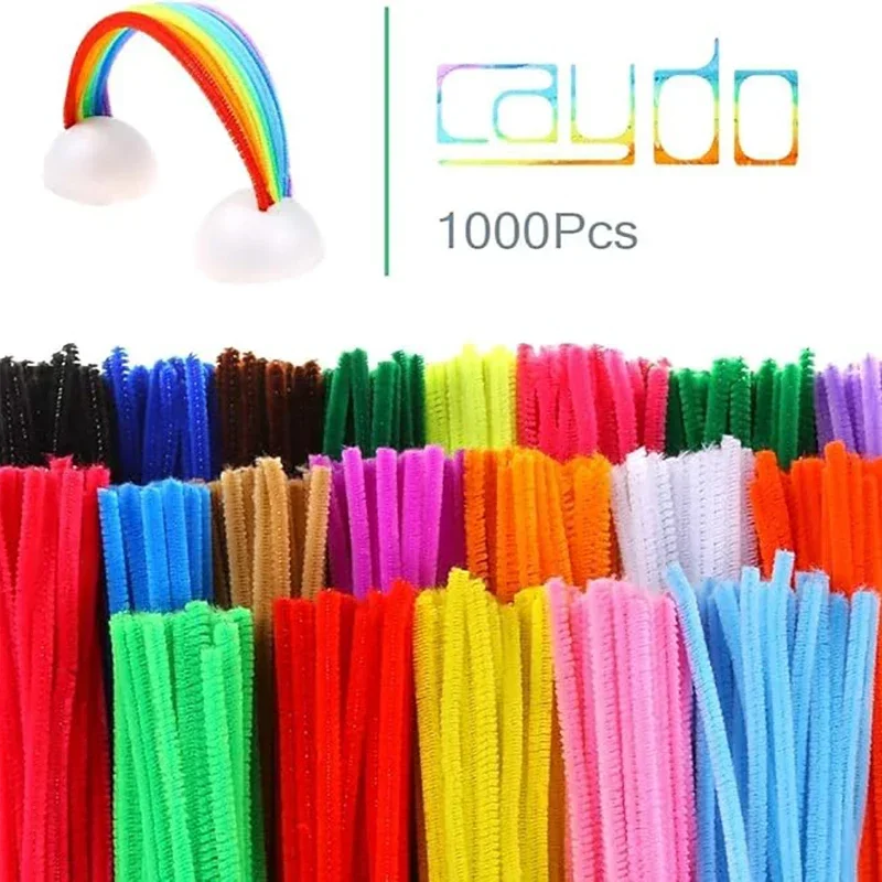 100/50Pcs 셔닐 실 줄기 대량 22 색 셔닐 실 파이프 클리너 줄기 어린이 예술 및 공예 프로젝트 및 장식 (6 mm x 12 인치)