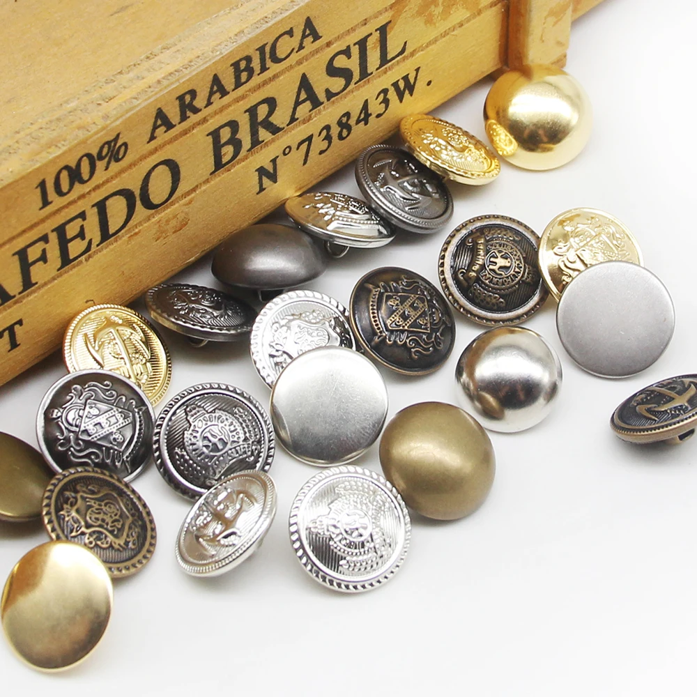 10 개/몫 15/18/20/23/25mm 빈티지 구리 금속 단추 의류 외투 바느질 액세서리 의류 공예에 대 한 단추 DIY