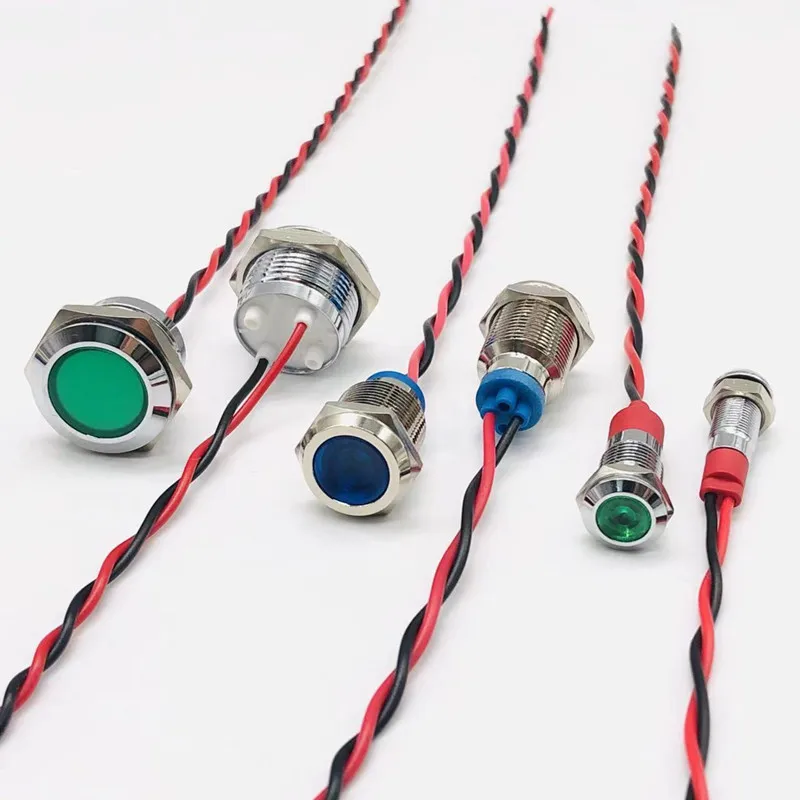 방수 금속 표시 등 6/8/10/12/16/19/22MM 전원 신호 램프 3V 5v 6v 12V 24V 110V 220V 빨간색/노란색/파란색/녹색/흰색