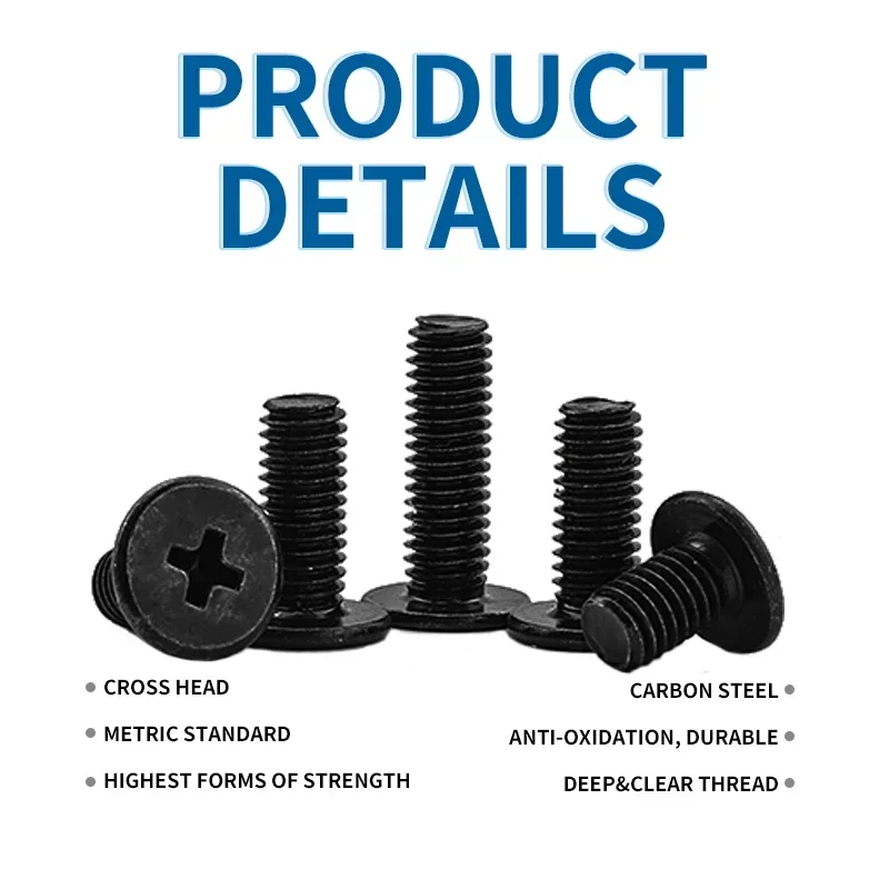 NINDEJIN Phillips 초박형 플랫 웨이퍼 헤드 나사 M1.6 M2 M2.5 M3 M4 M5 M6 탄소강 CM 컴퓨터 용 얇은 헤드 노트북 나사