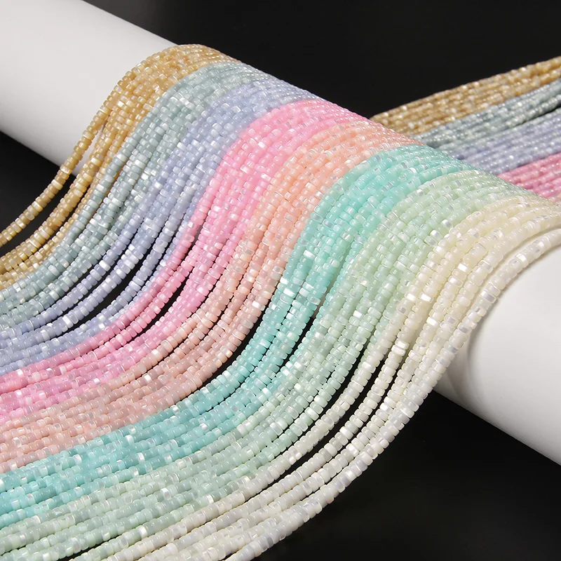 다채로운 천연 담수 쉘 비드 튜브 Rondelle 스페이서 비즈 쥬얼리 Making7.5