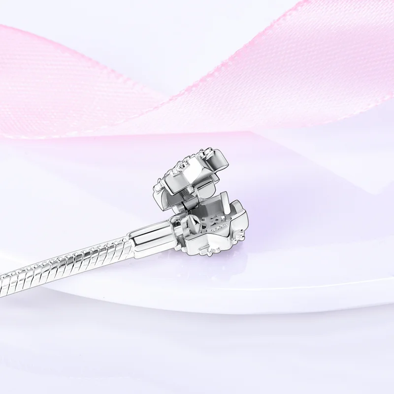 원래 925 실버 17-20CM 하트 모양의 스타 문 눈송이 나비 팔찌 여성을위한 DIY 매력 생일 쥬얼리 선물에 맞게