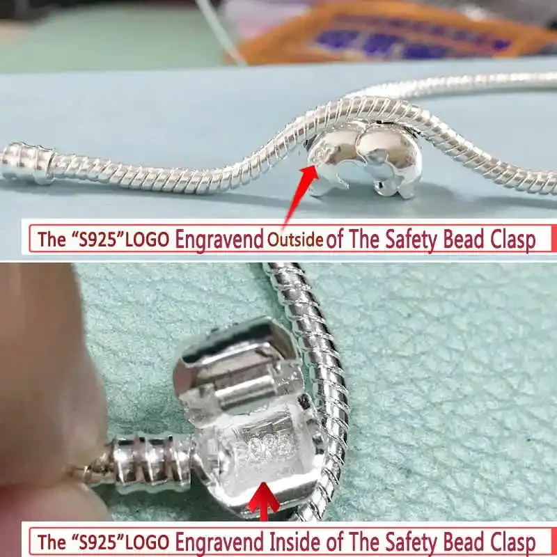 여성을위한 유명 브랜드 원래 인증 925 스털링 실버 팔찌 DIY 매력 비즈 뱀 링크 체인 클래식 손목 쥬얼리