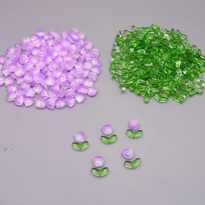 30pcs 9mm 튤립 꽃 Lampwork 비즈 여러 가지 빛깔의 유리 플로라 비즈 DIY 팔찌 목걸이 공예 용품에 대한 느슨한 비즈