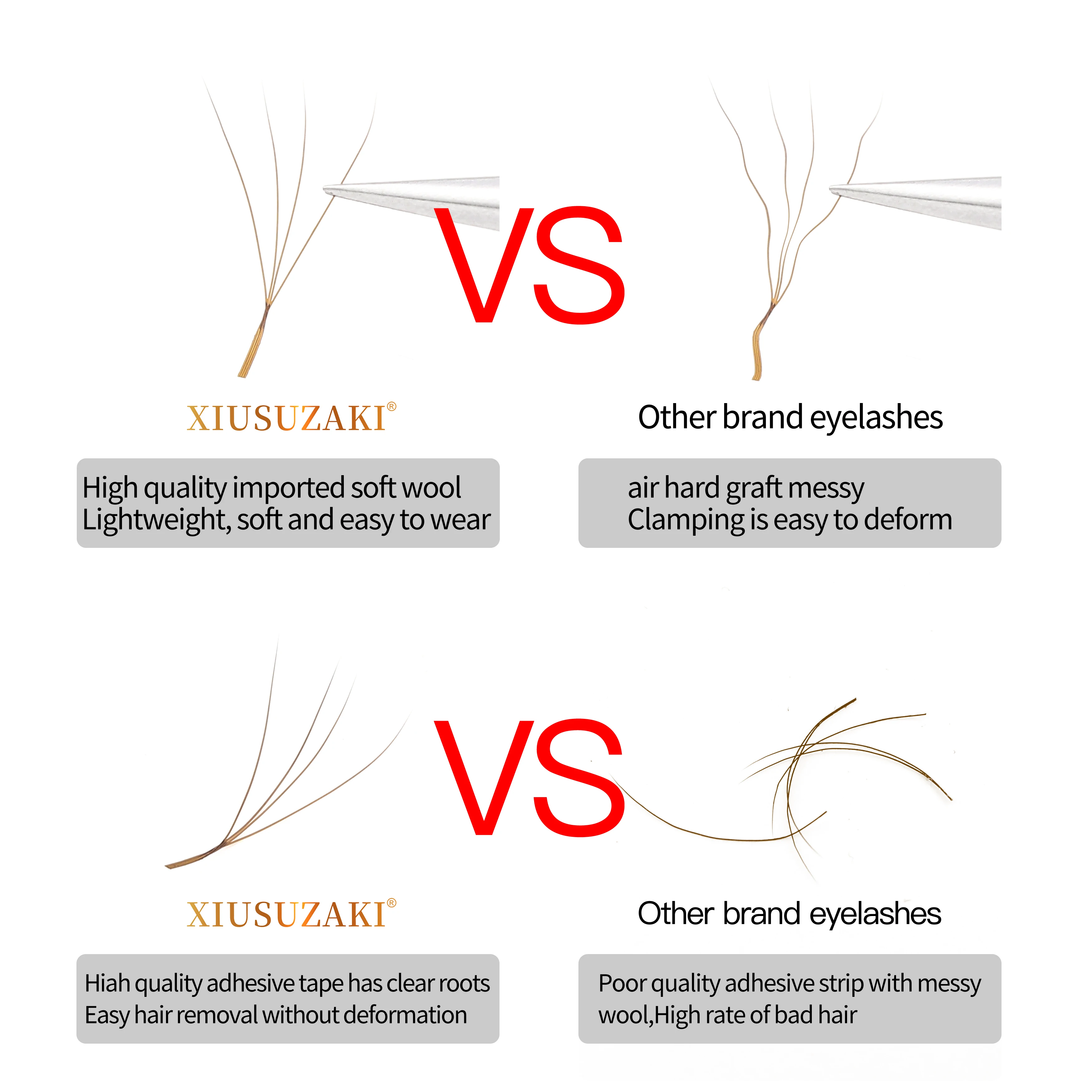 XIUSUZAKI 브라운 4D W 자형 속눈썹 연장 고품질 개별 속눈썹 자동 꽃 미리 만들어진 팬 가짜 속눈썹