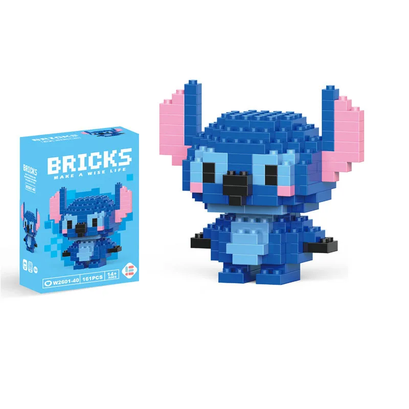 디즈니 작은 세분화 된 건물 모델 장난감 만화 캐릭터 스티치, 스폰지 밥 미니 블록 장난감 어린이를위한 크리스마스 선물