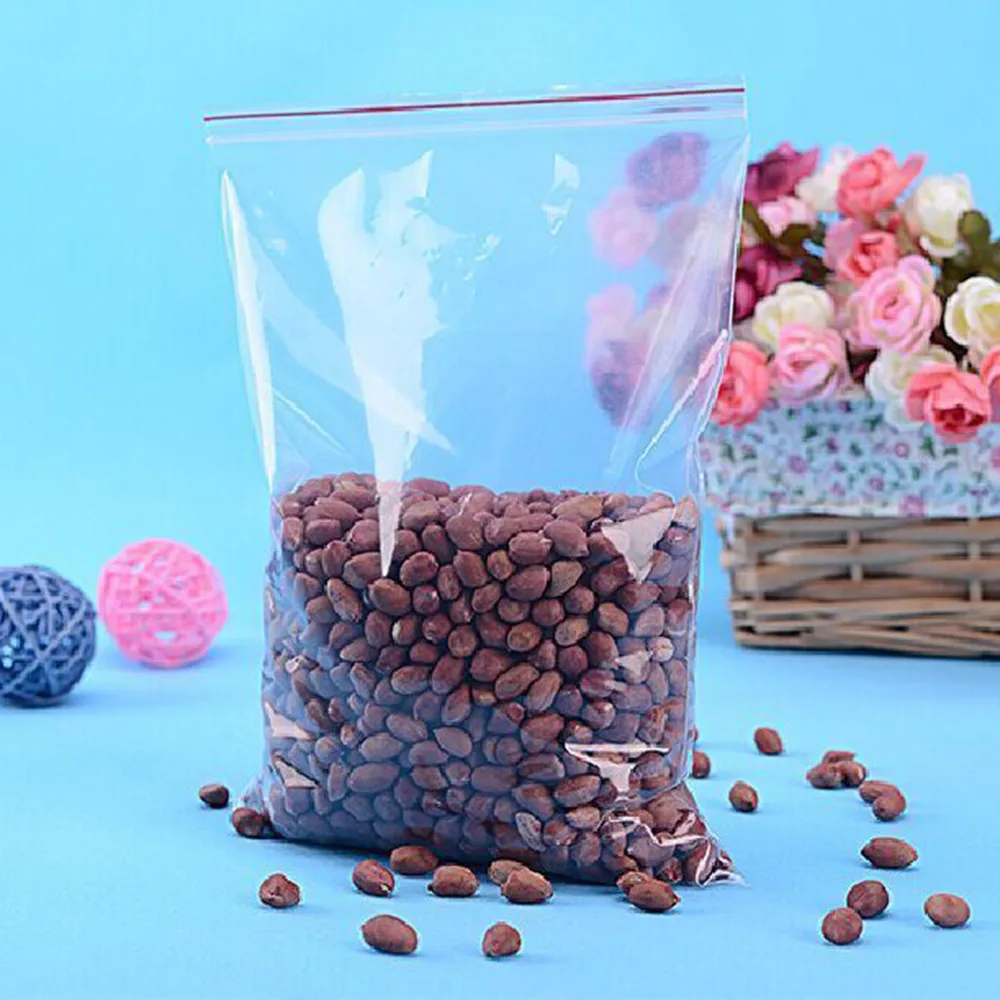 100 개/갑 작은 지퍼 잠금 비닐 봉투 Reclosable 투명 가방 신발 가방 진공 가방 폴리 투명 가방 두께 0.05mm