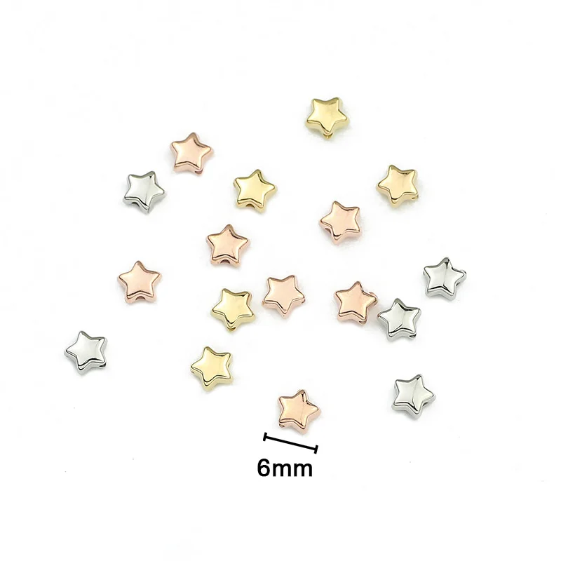 6mm 100~400pcs 별 모양 CCB 페르시 골드 실버 도금 루즈 비즈 쥬얼리 만들기 DIY 목걸이 팔찌 액세서리