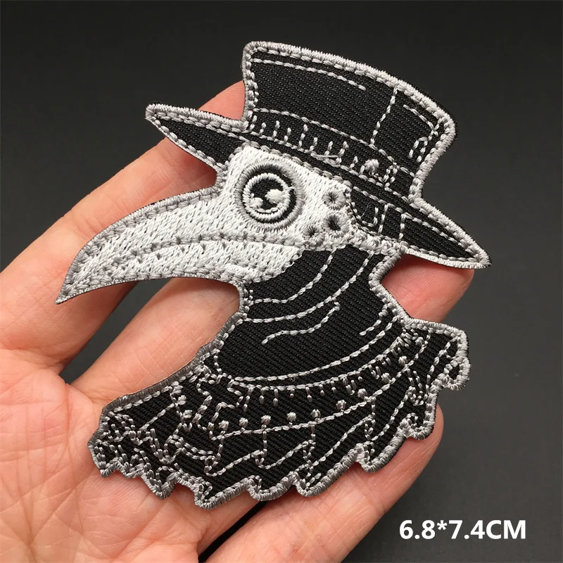 흑백 펑크 스티커 자켓 의류 용 수 놓은 패치 펑크 패치 의류 열 접착 패치